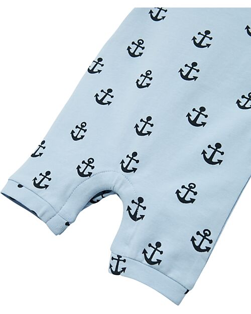 Name it Short Sleeves Romper - Chambray Blue - Anchors - Organic Cotton Short Rompers