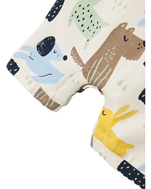 Name it Short Sleeves Romper - Jet Stream - Dog - Organic Cotton Short Rompers