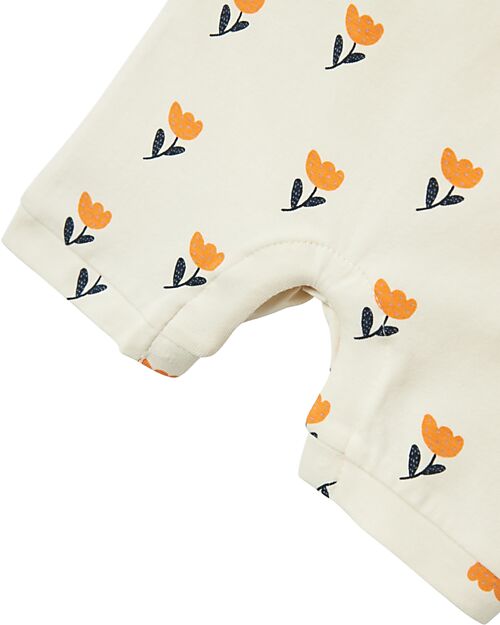 Name it Short Sleeves Romper - Jet Stream - Flowers - Organic Cotton Short Rompers