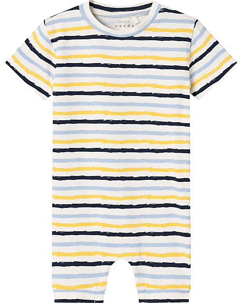 Name it Short Sleeves Romper - Jet Stream - Stripes - Organic Cotton Short Rompers
