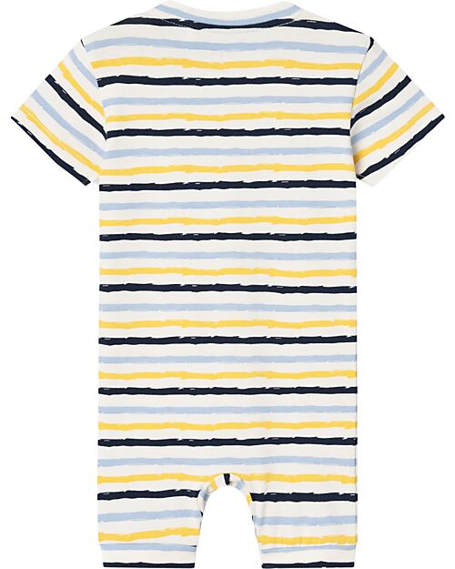 Name it Short Sleeves Romper - Jet Stream - Stripes - Organic Cotton Short Rompers