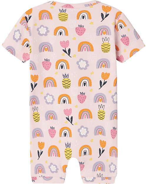 Name it Short Sleeves Romper - Parfait Pink - Rainbow - Organic Cotton Short Rompers