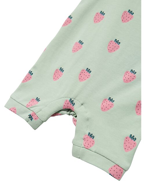 Name it Short Sleeves Romper - Slit Green - Strawberry - Organic Cotton Short Rompers
