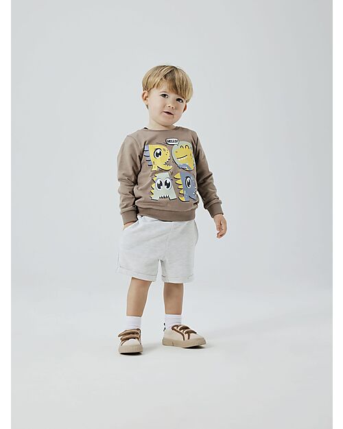 Name it Short Sweatpants - with Drawstring - Light Grey - 100% Cotton Shorts