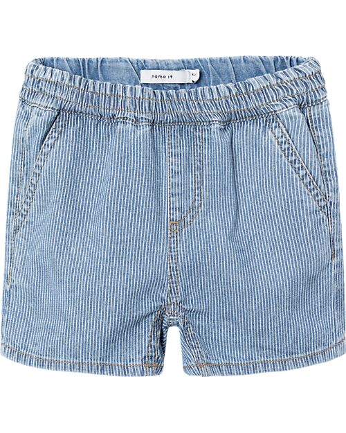 Name it Shorts - Light Blue Denim - White Stripes - 100% Cotton Shorts
