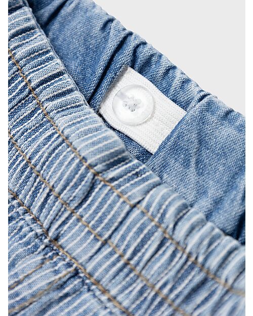 Name it Shorts - Light Blue Denim - White Stripes - 100% Cotton Shorts