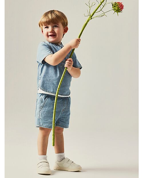 Name it Shorts - Light Blue Denim - White Stripes - 100% Cotton Shorts