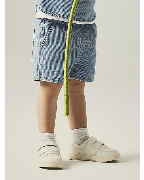 Name it Shorts - Light Blue Denim - White Stripes - 100% Cotton Shorts