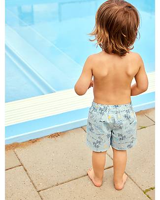 Name it Striped Swim Shorts - Light Blue - 100% Cotton Swimming Trunks