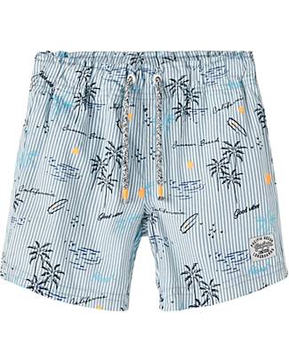 Name it Striped Swim Shorts - Light Blue - 100% Cotton Swimming Trunks