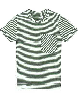 Name it Striped T-Shirt with Pocket - Basil - Organic Cotton T-shirts