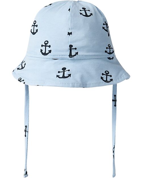 Name it Summer Hat - Chambray Blue - Anchors - with Drawstring - Organic Cotton Sunhats