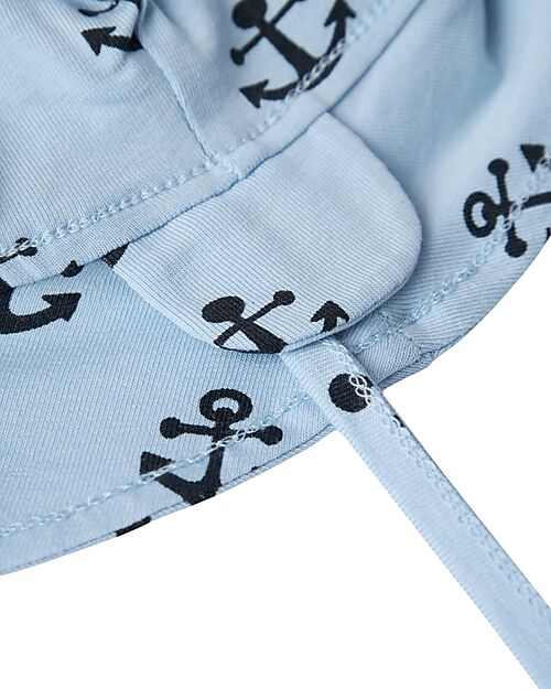 Name it Summer Hat - Chambray Blue - Anchors - with Drawstring - Organic Cotton Sunhats