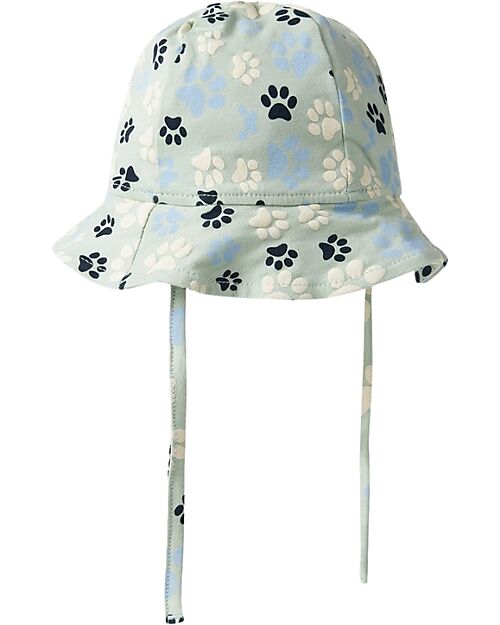 Name it Summer Hat - Silt Green - Paw Print - with Drawstring - Organic Cotton Sunhats