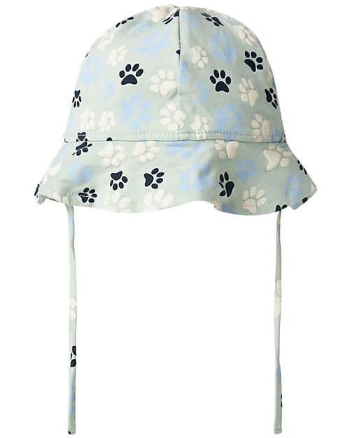 Name it Summer Hat - Silt Green - Paw Print - with Drawstring - Organic Cotton Sunhats