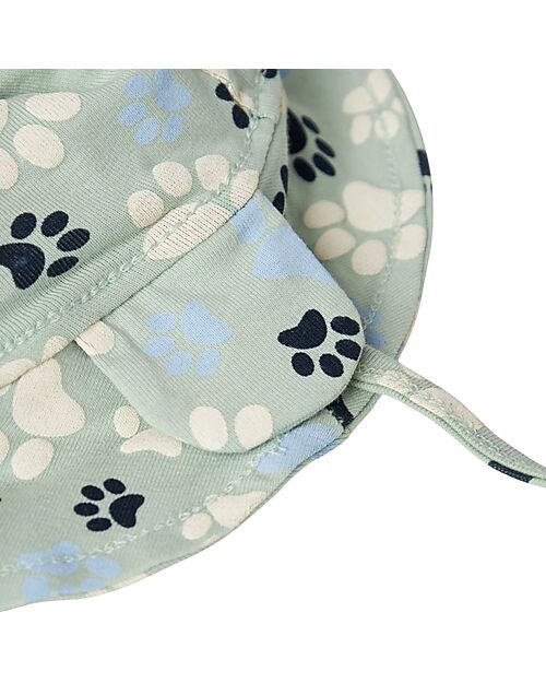Name it Summer Hat - Silt Green - Paw Print - with Drawstring - Organic Cotton Sunhats