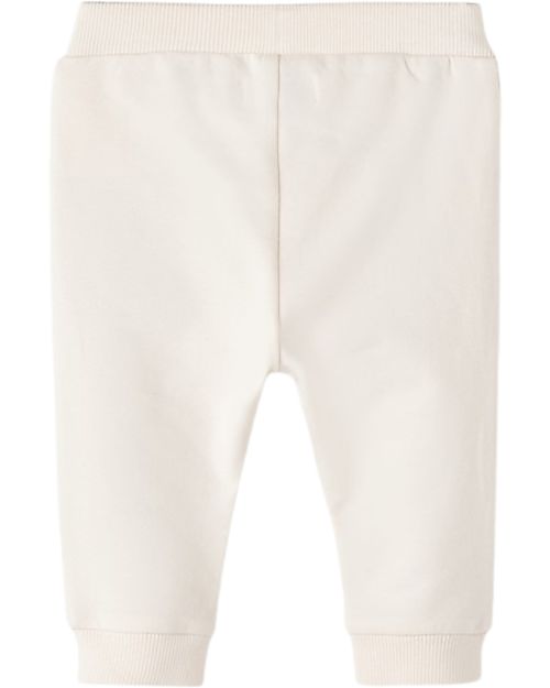 Name it Sweatpants - Buttercream - Bear - Adjustable Waist Fleece Fabric - Organic Cotton Trousers