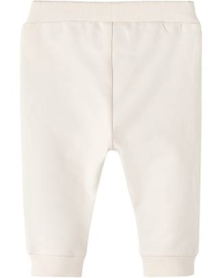 Name it Sweatpants - Buttercream - Bear - Adjustable Waist Fleece Fabric - Organic Cotton Trousers
