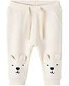 Name it Sweatpants - Buttercream - Bear - Adjustable Waist Fleece Fabric - Organic Cotton Trousers
