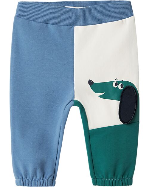 Name it Sweatpants - Coronet Blue - Dog - 3D Print - Organic Cotton Trousers