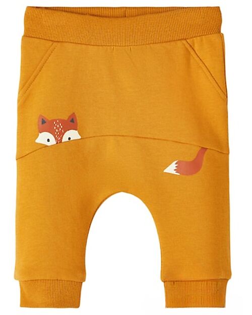 Name it Sweatpants - Inca Gold - with Fox Print - 95% Organic Cotton Trousers