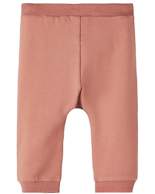 Name it Sweatpants - Light Mahogany - with Front Print  - 95% Organic Cotton 5% Elastan Trousers