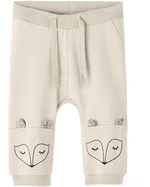 Name it Sweatpants - Peyote Melange - with Front Print  - 95% Organic Cotton 5% Elastan Trousers