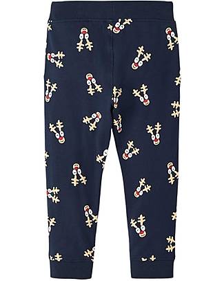 Name it Sweatpants Reindeer Pattern - Dark Blue - Organic Cotton Trousers