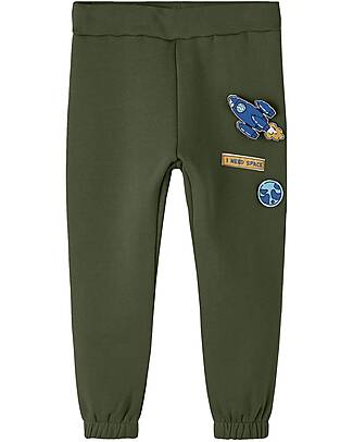 Name it Sweatpants - Rifle Green - with Applique - 100% Cotton Trousers