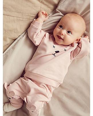 Name it Sweatpants - Rose Smoke - Bear - Adjustable Waist Fleece Fabric - Organic Cotton Trousers