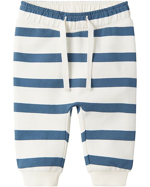 Name it Sweatpants - Stripes - China Blue and White - Organic Cotton Trousers