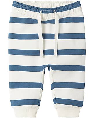 Name it Sweatpants - Stripes - China Blue and White - Organic Cotton Trousers