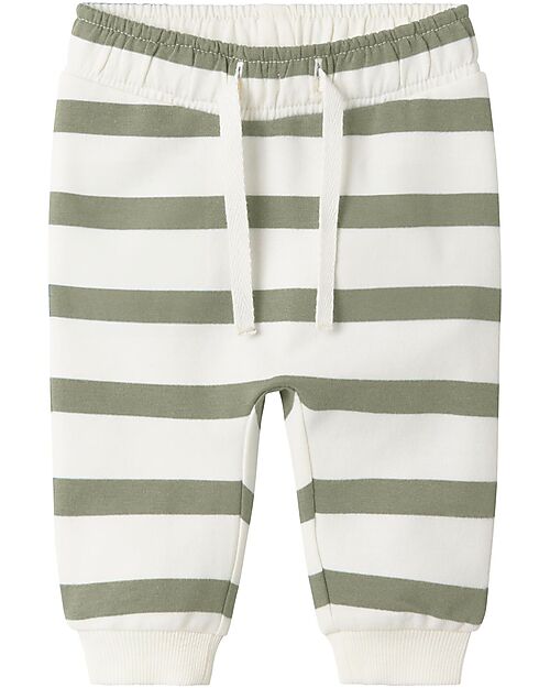 Name it Sweatpants - Stripes - Tea and White - Organic Cotton Trousers