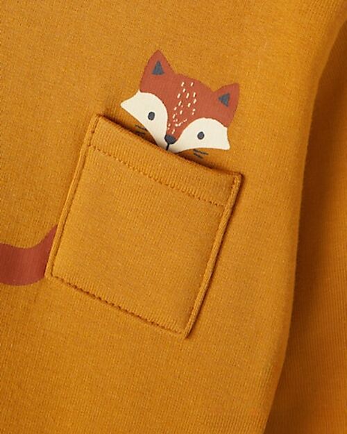 Name it Sweatshirt - Inca Gold - Fox Print - with Front Pocket - 95% Organic Cotton Sweatshirts