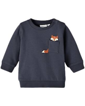 Name it Sweatshirt - India Ink - Fox Print - with Front Pocket - 95% Organic Cotton Sweatshirts