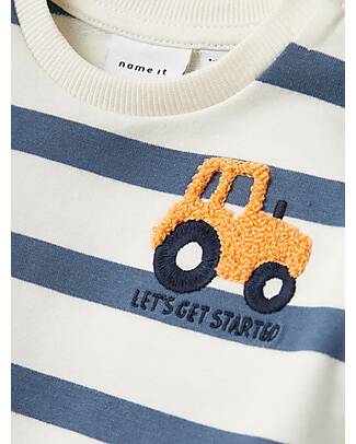 Name it Sweatshirt - Stripes - China Blue and White - Organic Cotton Sweatshirts
