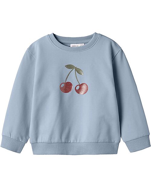 Name it Sweatshirt - Subdued Blue - Cherry - Organic Cotton Sweatshirts