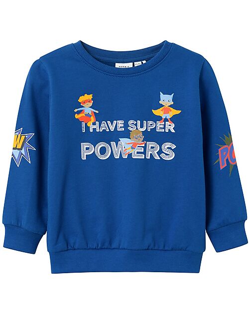 Name it Sweatshirt - with Boom Bang Print - True Blue - 100% Cotton Sweatshirts