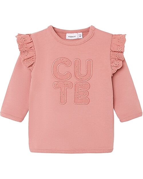 Name it Sweatshirt with Ruffles - Cute - Ash Rose - Organic Cotton Sweatshirts