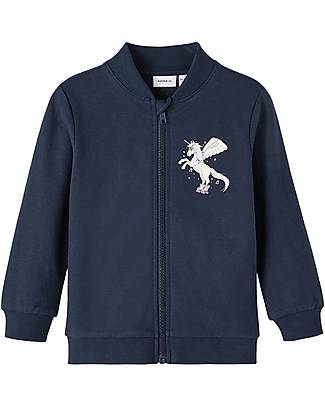 Name it Sweatshirt with Zip - Dark Sapphire - Unicorn - Ribbed Cuffs - Cotton Sweatshirts