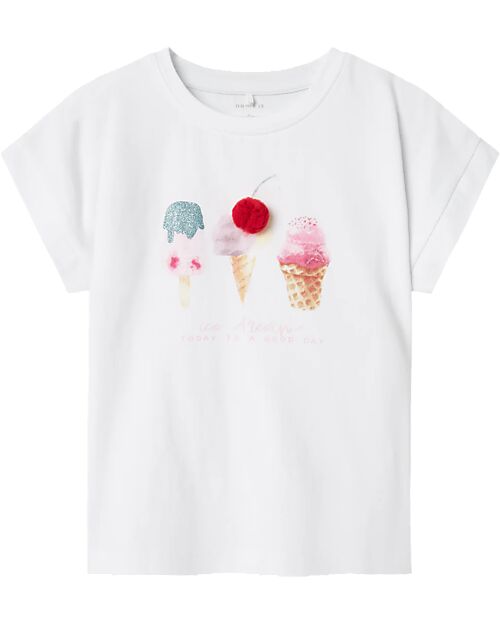 Name it T-Shirt - Bright White - Ice Cream - Organic Cotton T-shirts