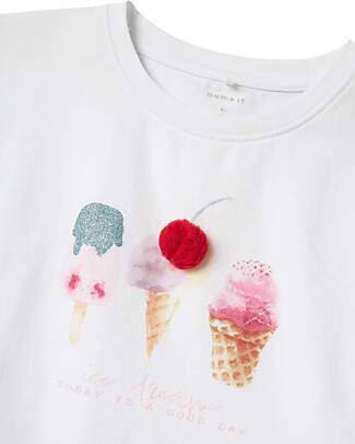 Name it T-Shirt - Bright White - Ice Cream - Organic Cotton T-shirts