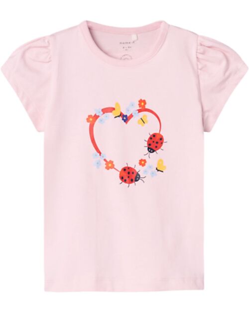 Name it T-Shirt - Lady Bug and Flowers - Jet Stream - Button Closure T-shirts