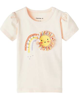 Name it T-shirt with Applique - Créme De Peche - Organic Cotton T-shirts