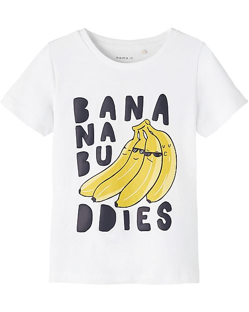 Name it T-Shirt with Print - Banana Buddies - White - Organic Cotton T-shirts