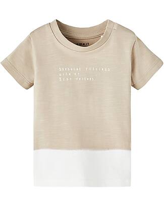 Name it T-Shirt with Print - Humus and White - Organic Cotton T-shirts