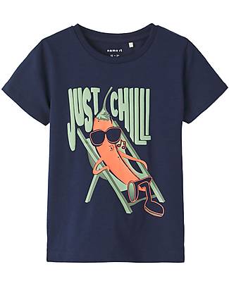 Name it T-Shirt with Print - Just Chill - Dark Blue - Organic Cotton T-shirts