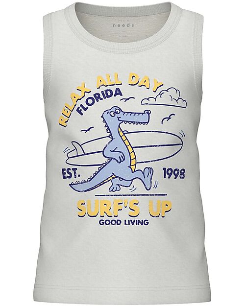 Name it Tank Top - Surfs Up - Bright White - 100% Cotton Tank Tops