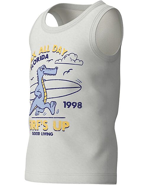 Name it Tank Top - Surfs Up - Bright White - 100% Cotton Tank Tops