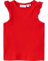 Name it Tank top with ruffles - Tomato - Organic cotton Tank Tops